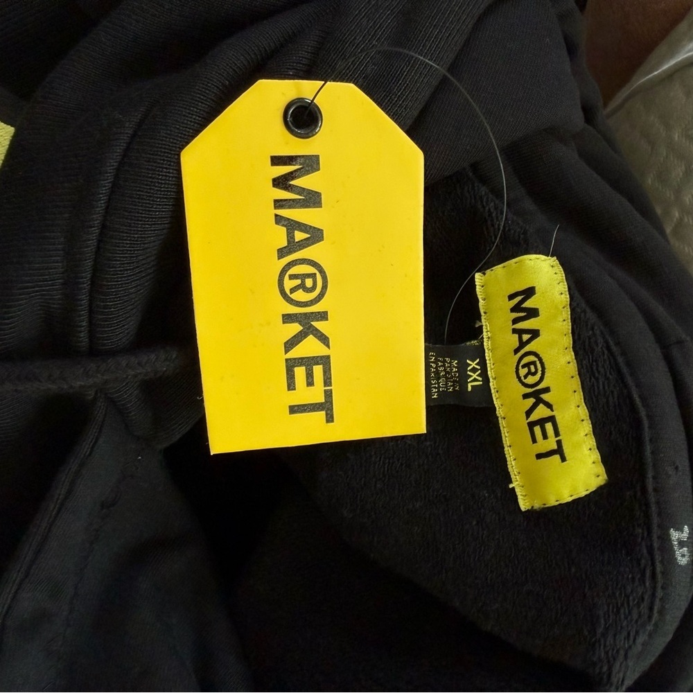 Market Black Hoodie with Yellow and Blue Graphics - Picture 8 of 9